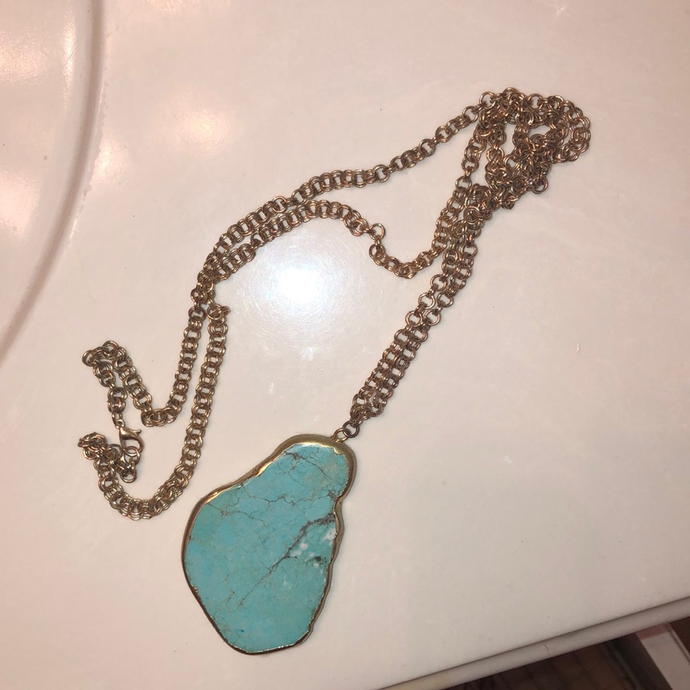 long turquoise stone necklace